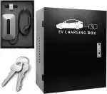Wallbox Wetterschutzbox| Universelle Schutzhülle für Typ1/Typ2 Ladegeräte | Mit Aufbewahrungshaken & Diebstahlschutz | IP54 wasserdicht & staubdicht (Schwarz)