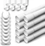 ARLI Installationsrohr M16 gemufft 18m + 40x Klemmschelle – Kabelrohr starr PVC schwer entflammbar 16mm für Aufputzinstallation Weiß