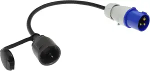 CEE Adapter CEE Stecker auf Schuko Kupplung, 35cm Camping Strom-Kabel, IP44 Camp