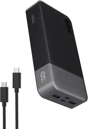 NOBIS 65W Power Bank 20000mAh, Power Bank USB C*2 (In/Out) & USB-A*2,Powerbank S
