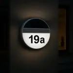 MeLiTec Solar LED Hausnummer SH06 - Edelstahl, Hausnummer Aufkleber inklusive, mit Dämmerungssensor