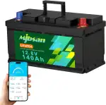 Mjbsan LiFePO4 12V 140AH H190 Bluetooth Lithium Batterie,1792Wh Energie Lithium Battery mit 150A BMS,Max.15000+Zyklen Deep Cycle batterie,Niedrigtemperaturschutz,für Wohnmobil,Solaranlagen,Wohnwagen