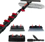 Aquascopic Aluminium Teleskopstange 8 m All-in-One mit Solarpanel-Bürste, 5-Flächenbürste, Schrubbbürste & Combi-Einwascher – Profi Fenster- & Fassadenreiniger ohne Leiter