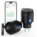 EIGHTREE WLAN Steckdose Outdoor, Zeitschaltuhr Aussenbereich mit Strommessung IP44 Wasserdicht, Smarte Steckdose mit Zeitschaltuhr, Fernbedienung & Sprachsteuerung, Kompatibel mit Alexa & Google Home