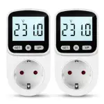 2 Stück Stromzähler für Steckdose 8 Modi Steckdose Energiekostenmessgerät mit LCD Hintergrundbeleuchtung, KWH Watt Strommessgerät Stromzähler Überlastungswarnung 3680W
