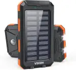 Vikeri Solar Powerbank 26800mAh, Powerbank Solar Wasserdichtes USB C Externer Akku mit 4 Outputs, Power Bank für Smartphones, Tablets und mehr (Dunkelorange)