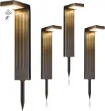 Solarlampen für Außen 4 Stück, 400LM Garten Solarleuchten mit Bewegungsmelder, 2-Phasen-Farbwechsel (3000K/6500K) LED, IP65 wasserdicht für Hof, Einfahrt & Wege