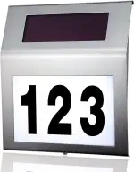 Edelstahl Hausnummer Solar Beleuchtete 2 LEDs Solarhausnummer mit Dämmerungsschalter IP65 Wasserdicht Außen mit Nummern 0-9 & Buchstaben A-H