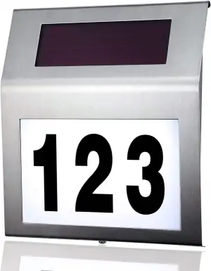 Edelstahl Hausnummer Solar Beleuchtete 2 LEDs Solarhausnummer mit Dämmerungsscha