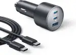 Anker 167,5W max. Zigarettenanzünder USB C, 3 Port kompaktes Typ-C Auto Ladegerät, Kfz-Ladegerät für MacBook Pro/Air, iPhone 17/16/15/14/13 Serie, Samsung S24 / S23, iPad Pro, AirPods und weitere