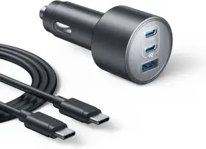 Anker 167,5W max. Zigarettenanzünder USB C, 3 Port kompaktes Typ-C Auto Ladegerä