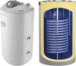 120 Liter Kombispeicher kombinierter Warmwasserspeicher mit 1 Wärmetauscher und 2000W Heizlement ...