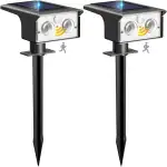 btfarm 2 Stück Solarlampen für Außen mit Bewegungsmelder, 3 Modi Solarstrahler für Außen Garten IP65 Wasserdicht Led Solar Strahler, 6500K Solarleuchten Aussen für Eingang Terrasse Treppe, Kaltweiß