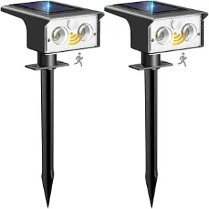 btfarm 2 Stück Solarlampen für Außen mit Bewegungsmelder, 3 Modi Solarstrahler f