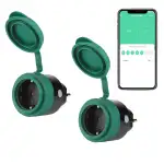 SEC 24 WLAN Steckdose Outdoor mit Zeitschaltuhr Schalter, Smarte Steckdose Fernbedienung mit Sprachsteuerung,WiFi Smart Stecker,Kompatibel mit Alexa, Google Home,Energiesparend,2 Pack.