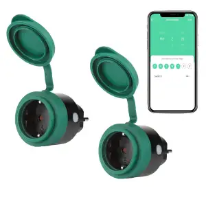 SEC 24 WLAN Steckdose Outdoor mit Zeitschaltuhr Schalter, Smarte Steckdose Fernbedienung mit Sprachsteuerung,WiFi Smart Stecker,Kompatibel mit Alexa, Google Home,Energiesparend,2 Pack.