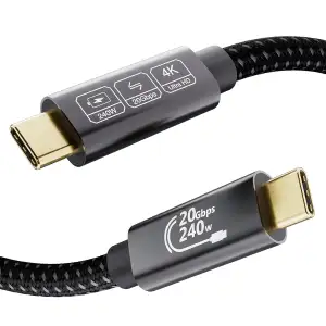 USB-C-Kabel, 2 m, USB C 3.2 Gen2 × 2 240 W, 48 V/5 A, Video 5K bei 60 Hz, 4 K bei 144 Hz, USB-Datenkabel Typ C 20 Gbit/s für Thunderbolt 3/4, iPhone16, iPhone15, Switch, Macbook, USB C Monitor