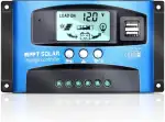 60A MPPT SolarLaderegler, Solar Ladegerät Controller mit LCD Display Dual USB mehrere Laststeueru...
