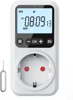 Zeitschaltuhr Steckdose Digital, 18 Programmierbare Sekundengenau Countdown Timer Steckdose mit Hintergrundbeleuchtung, für Innen Einbruchschutz Aquarium 16A 3680W (1)