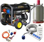 Dual Fuel Strom-Generator 10 kVA | KOMPLETT-SET – Benzin & Propangas Notstromaggregat 230/400 V –...