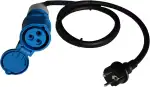 as - Schwabe Camping CEE-Adapterleitung - 1,5 m H07RN-F 3G2,5 - mit CEE-Kupplung mit Klappdeckel & Schutzkontaktstecker - 230V, 16A - für Camping und Outdoor-Einsatz - IP44 - Schwarz, 60486