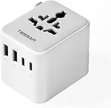 TESSAN Reiseadapter Weltweit, Universal Reisestecker mit 2 USB A und 2 USB C, In