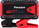 Povasee Starthilfe Powerbank, 5000A Auto Starthilfe für 12V Fahrzeuge (Bis zu 10L Benzin/8L Diesel), Starter Powerbank mit LED, 2 Schnelllade USB Ausgänge, Batterie Jump Starter mit Starthilfekabel