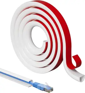 3 Meter Kabelkanal Weiß Selbstklebend, Kabel Verstecken, Kabelabdeckung Wand, Flexibler Schneidbares Klein Halbrund für Cable Hider Aussenbereich Wetterfest, Weiß 15mm×10mm (3M)