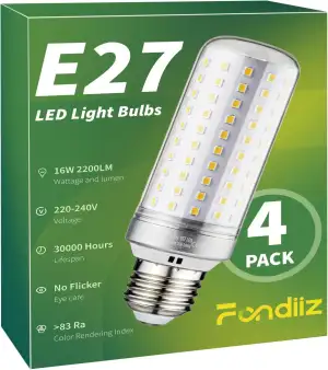Fondiiz E27 LED 16W Extra Hell 2200LM Entspricht 200W Halogenlampe, Glühbirne E2