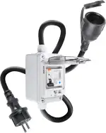 230VAC 16A Mobiler Digitaler Stromzähler für Steckdose mit FI Schutzschalter Typ A,230V IP44 Schuko Stecker,Zwischenzähler Strom mit IP67 Stromzählergehäuse