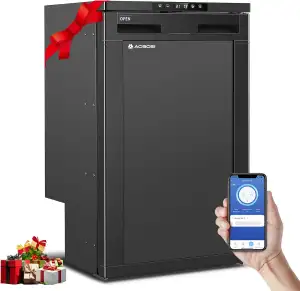 AAOBOSI 83L Kompressor Kühlbox, Wohnmobil Kühlschrank mit APP-Steuerung, 12/24V DC, Kühlbox Auto mit LED-Leuchten, bis -20℃ Kompressor Kühlschrank für Auto, LKW, Boot, Reisemobil, Camping und Reisen