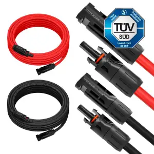 SIGA Solarkabel 4mm² 2x5m Verlängerungskabel H1Z2Z2-K Set Rot & Schwarz Verlänge