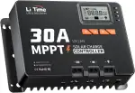 LiTime 30A MPPT 12V/24V Auto DC Input Solar Laderegler mit Bluetooth-Modul, Parameter einstellbares LCD-Display, LED-Anzeigen Solarpanel Regler, für Lithium Batterie