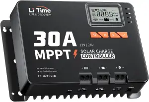 LiTime 30A MPPT 12V/24V Auto DC Input Solar Laderegler mit Bluetooth-Modul, Para