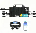Mikro Wechselrichter 2400w, Solar PV Wechselrichter mit WLAN, IP67 wasserdicht, mit 5m AC Kabel für Balkonkraftwerk, integrierter MPPT， App Steuerung Plug Play