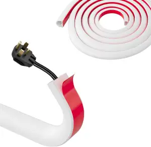 Kabelkanal Weiß Selbstklebend Flexibel 4M Kabelbrücke Boden Aussenbereich Wetterfest Zum Verstecken von Kabeln an der Wand Cable Hider Leicht zu Schneiden Montage für Haus Büro Schule