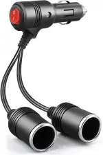 Zigarettenanzünder Verteiler, Adapter Zigarettenanzünder Steckdose,1 bis 2 KFZ Auto Zigarettenanzünder Stecker mit Schalter 12V/24V,zigarettenanzünder verlängerung Auto Motorrad (1-2 15cm)