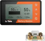 LiTime 500A Batteriewächter mit LCD-Display und Shunt, 8V-120V Batteriemonitor für Wohnmobil Golf...