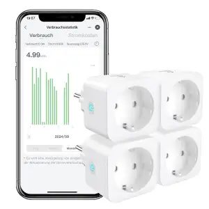 EIGHTREE Smart WLAN Steckdose, Smart Home WiFi Steckdose mit Stromverbrauch Mess