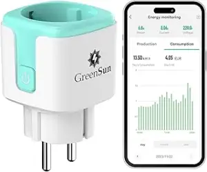 GreenSun Stromzähler Steckdose Wlan Steckdose - Stromzähler für Balkonkraftwerk 