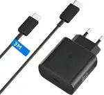 USB C Ladegerät 45W Schnellladegerät mit USBC Kabel Super Schnellladen Ladekabel Typ-C Netzteil mit 5A Schnellladekabel für Samsung Galaxy S26/S25/S24/S23/S22/S21/S20/iPhone 17 16 15 Pro Max Air 3M