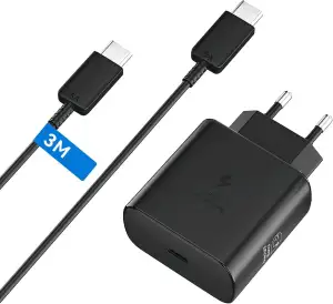 USB C Ladegerät 45W Schnellladegerät mit USBC Kabel Super Schnellladen Ladekabel Typ-C Netzteil mit 5A Schnellladekabel für Samsung Galaxy S26/S25/S24/S23/S22/S21/S20/iPhone 17 16 15 Pro Max Air 3M