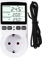 RUIZHI Digitaler Temperaturregler Steckdosen Heizung Kühlen Thermostat 250V mit Fühler Steckdose ...