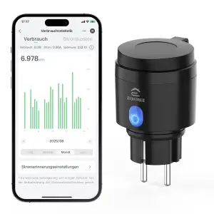 EIGHTREE WLAN Steckdose Outdoor, Zeitschaltuhr Aussenbereich mit Strommessung IP44 Wasserdicht, Smarte Steckdose mit Zeitschaltuhr, Fernbedienung & Sprachsteuerung, Kompatibel mit Alexa & Google Home