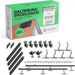 Solarway Balkonkraftwerk Ziegeldach Halterung für Solarpanel | Ziegeldach Befestigung für 2 Solarmodule vertikal Halterung Set | Schwarz