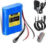 12.6V 3000mAh Lithium-ionen akku mit ladegerät & 2 Verbindungslinie für Solar Panel, Radio, Kamer...