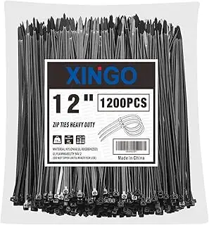 XINGO 1200 Stück Kabelbinder Schwarz, 300mm x 5.8mm, 34 kg Zugfestigkeit, UV-bes