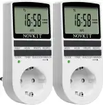 2x NOVKIT digitale Zeitschaltuhr Steckdose mit 10 konfigurierbaren wöchentlichen Programme und einbruchsicheren Zufallsfunktion für Innen (230V / 16A / 3680W)