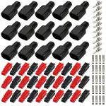 GTIWUNG 15 Paar Powerpol-Steckverbinder, 30A/45A, Schnelltrennung, Stromkabelschuhe, Set mit 20 x 30A Kontakt, 10 x 45A Kontakt, 15 x Gehäuse Rot, 15 x Gehäuse Schwarz, 15 x Gummistiefelmanschetten