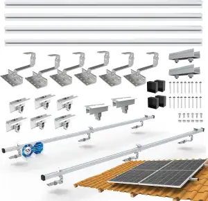 PV Photovoltaik 2er Montage Set Ziegeldach Befestigung Schiene Dachhaken - inkl.